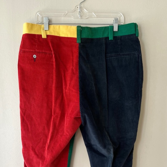 VTG Men Huntington Sz 36 Corduroy 4 Colorblock Pants Preppy Fun Pockets - Picture 10 of 10